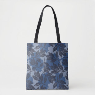 Tote Bag Boho Blue Botanical Motif