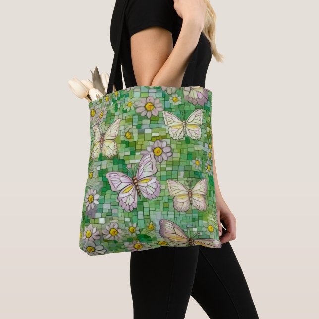 Tote Bag Boho Butterflies Boho Style Motif (De près)
