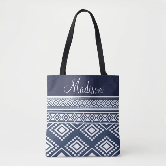 Tote Bag Boho Chic Motif Tribal Monogrammé (Devant)