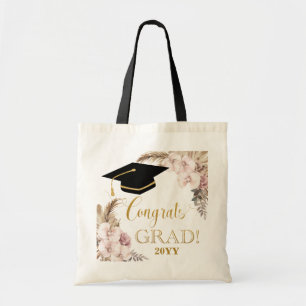 Tote Bag Boho Chic Orchid Floral Pampas Graduation Grass