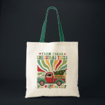 Tote Bag Boho Christmas Farm Arbres frais Camion<br><div class="desc">Boho Christmas Farm Fresh Trees Truck Festive Holiday Sac fourre-tout présente le texte "Farm Fresh Christmas Trees" dans la typographie de script moderne accentué avec un camion de ferme rétro de style Matisse coloré portant un arbre de Noël. Parfait pour les cadeaux de Noël, fêtes de Noël et fêtes de...</div>