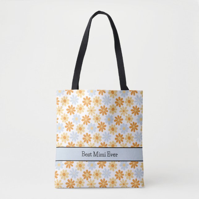 Tote Bag Boho Daisy Meilleur Mimi Jamais (Devant)