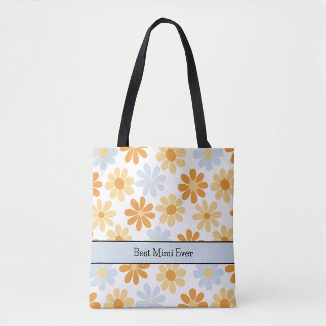 Tote Bag Boho Daisy Meilleur Mimi Jamais (Devant)