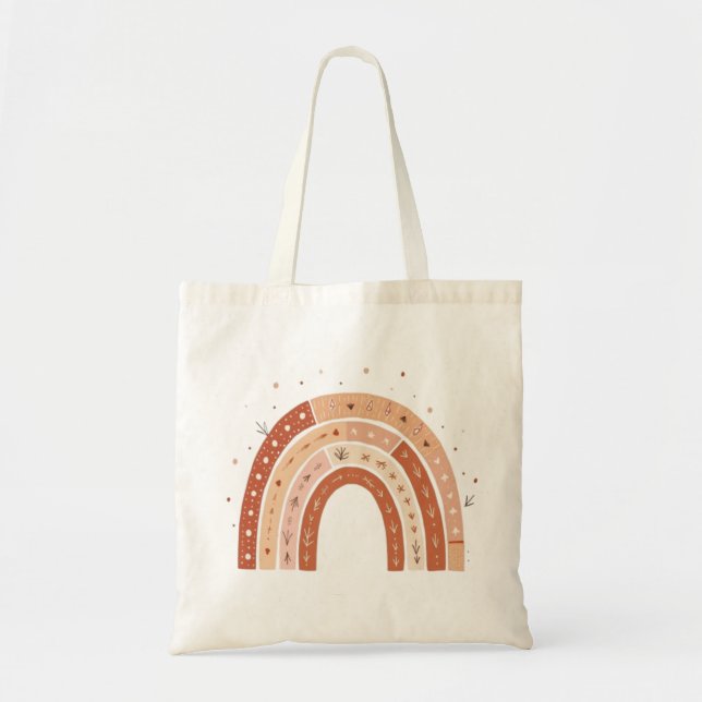 Tote Bag Boho Earthy Rainbow esthétique (Devant)