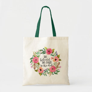 Tote Bag Boho floral Elle croyait qu'elle le pouvait
