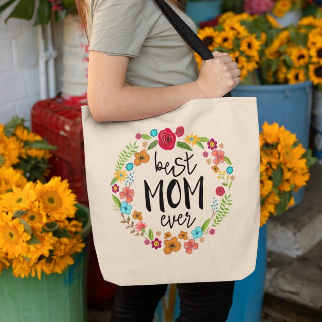 Tote Bag Boho floral green girly mothers day best mom ever (Créateur téléchargé)