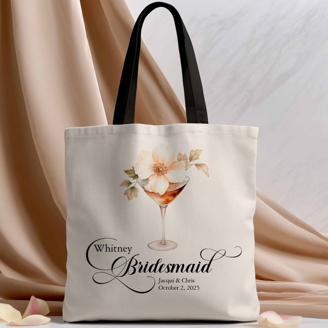 Tote Bag Boho Floral Martini Bridesmaid Bachelorette (Créateur téléchargé)
