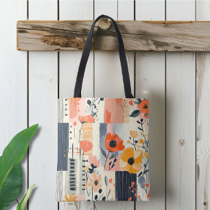 Tote Bag Boho Floral Patchwork Motif