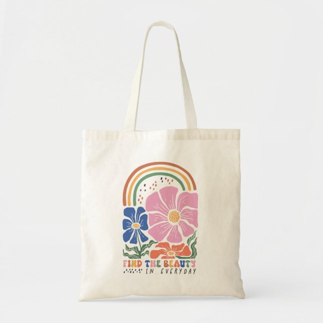Tote Bag Boho Floral Quotes (Devant)
