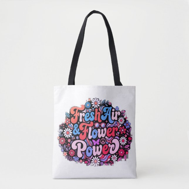 Tote Bag Boho Graphisme Fleur de pouvoir (Devant)