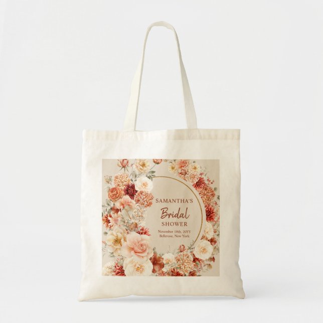 Tote Bag Boho jardin d'automne épices orange beige rouille (Devant)