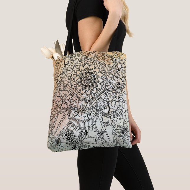 Tote Bag Boho Mandala Bohemian Art (De près)