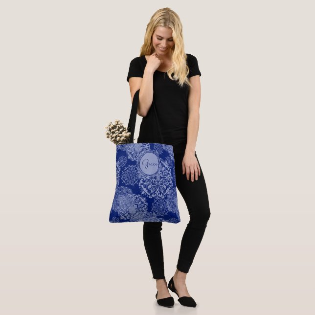 Tote Bag Boho Moody Blues Mandalas Fourre-tout (Sur le modèle)