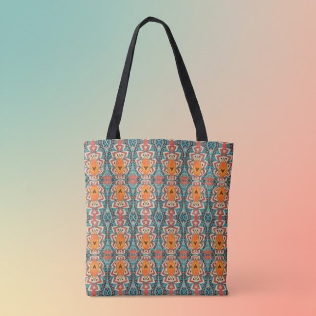Tote Bag Boho Orange et turquoise Tribal Inspiré (Créateur téléchargé)