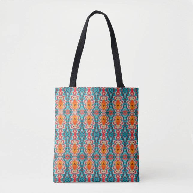 Tote Bag Boho Orange et turquoise Tribal Inspiré (Devant)