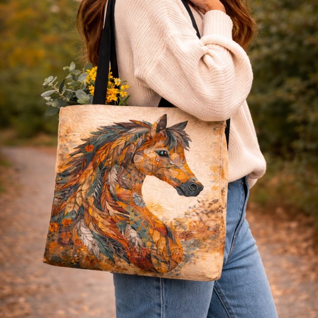 Tote Bag Boho Patchwork Art Populaire Occidental (Créateur téléchargé)