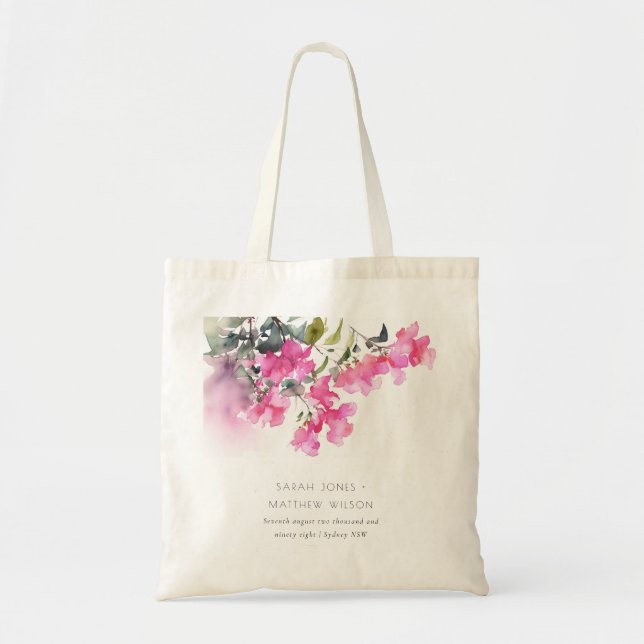 Tote Bag Boho Pink Green Bougainvillea Mariage (Devant)