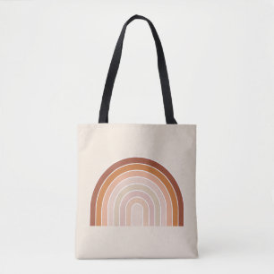 Tote Bag Boho Rainbow Beige Terracotta