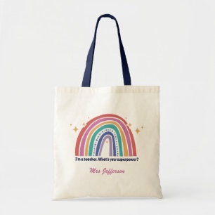 Tote Bag Boho Rainbow Funny et chic enseignant texte person