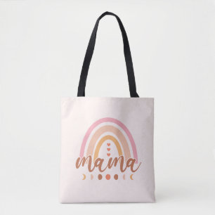 Tote Bag Boho Rainbow Mama avec phases de lune