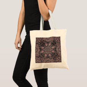 Tote Bag Boho Rose Gold Grey Mandala Design élégant