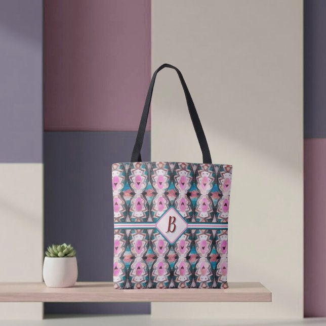 Tote Bag Boho rose, sarcelle et marron tribal  (Créateur téléchargé)