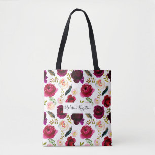 Tote Bag Boho rouge Bourgogne rose
