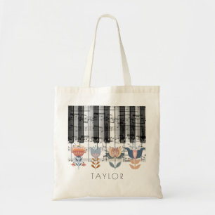 Tote Bag boho scandinave folk art fleurs nom de la musique