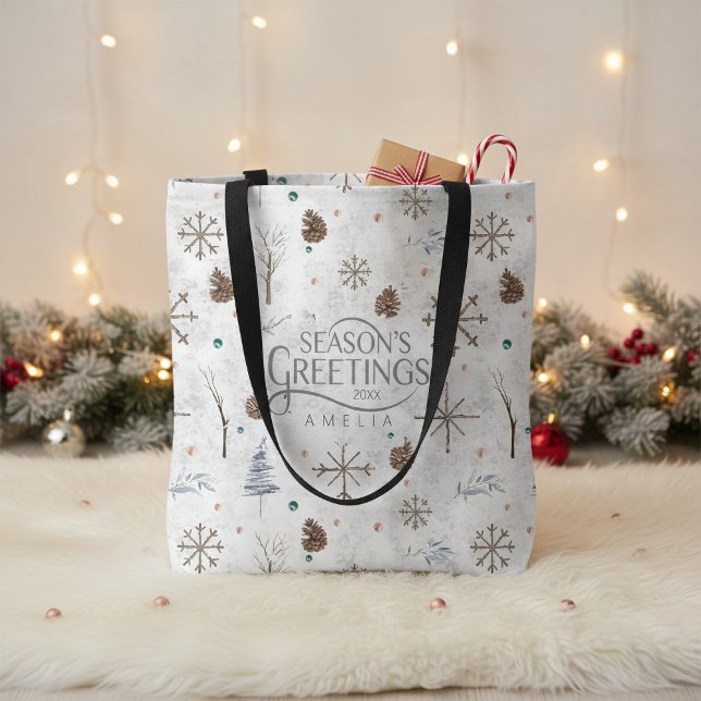 Tote Bag Boho Twig & Pinecone Noël ID986 (Créateur téléchargé)