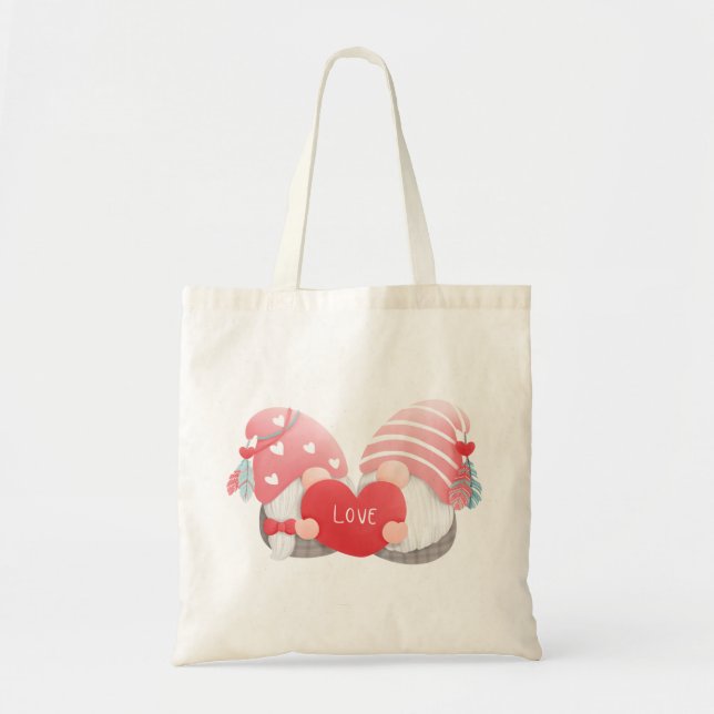 Tote Bag Boho Valentine' Gnomes (Devant)