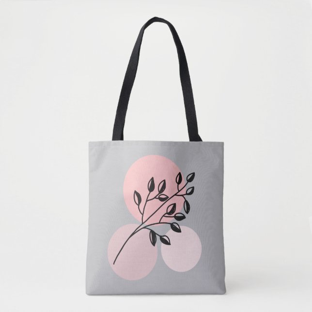 Tote Bag Boho Zen Botanique Sur Cercles Rose & Lilac (Devant)