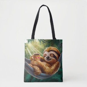 Tote Bag Boire du café mignon Sloth