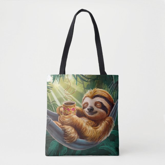 Tote Bag Boire du café mignon Sloth (Devant)