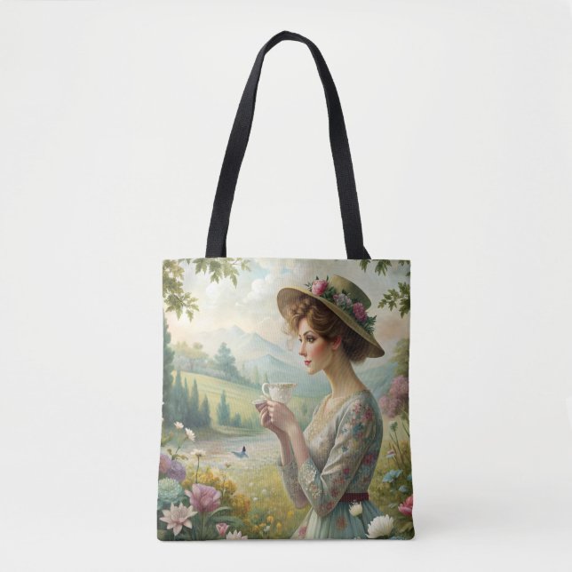 Tote Bag Boire du thé dans le jardin (Devant)