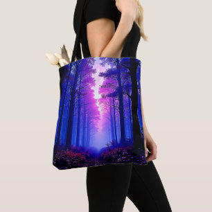 Tote Bag Bois Crépuscule Pourpre : Art Surréaliste
