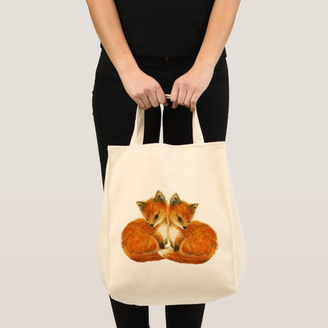 Tote Bag Bois de pépinière Baby Twin Foxes (Devant (produit))