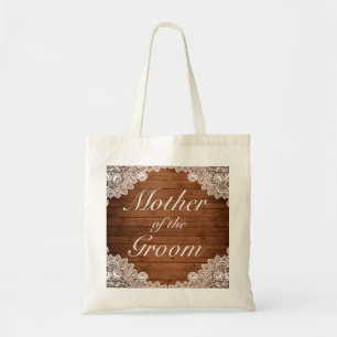 Tote Bag Bois rustique & dentelle Mère de mariée de chambre
