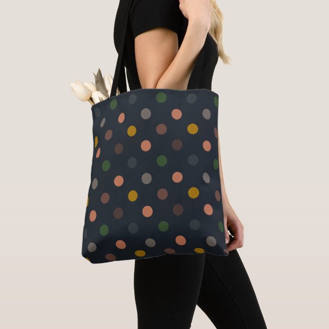 Tote Bag Bois Tons Terre Sombres Motif Points Polka (De près)