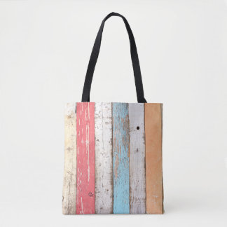 Tote Bag Bois vintage : Texture criquée multicolore.