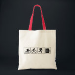 Tote Bag Boisson de course de vélo de bain<br><div class="desc">Bain,  vélo,  course,  boisson. Les quatre pièces à chaque triathlon ! Triathletes savent que la récompense vraie ne finit pas simplement la course,  mais la bière après ! Cadeau drôle pour votre athlète préféré.</div>