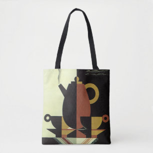 Tote Bag Boissons de boissons vintage Cafetière avec tasses