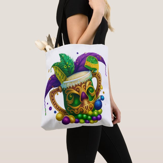 TOTE BAG BOISSONS MARDI GRAS AUX COULEURS CLAIRES (De près)