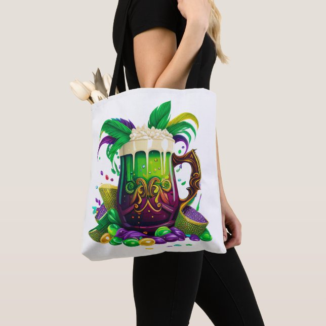 TOTE BAG BOISSONS MARDI GRAS AUX COULEURS CLAIRES (De près)