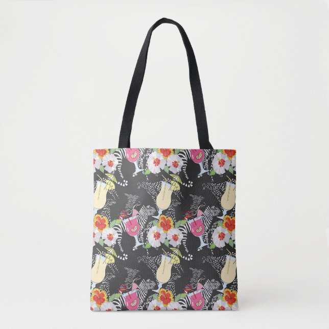 Tote Bag Boissons tropicales avec des animaux (Devant)
