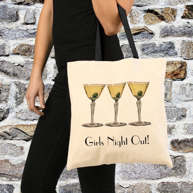 Tote Bag Boissons Vintage Drinks, Martini Olive Cocktail (Créateur téléchargé)