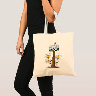 Tote Bag Boîte aux lettres avec marguerites et drapeau du c