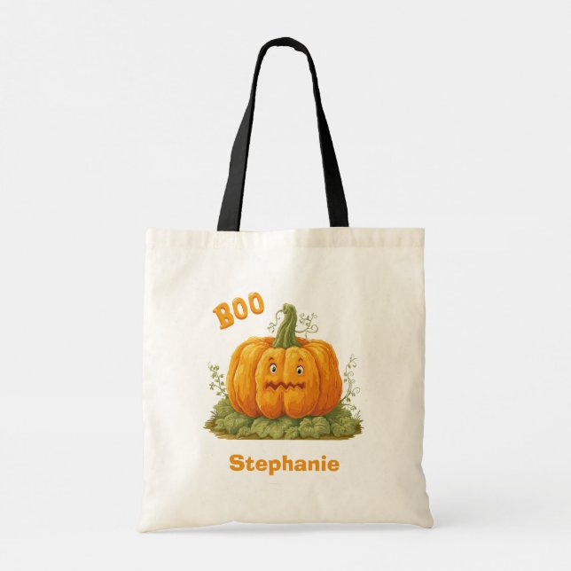 Tote Bag Boite citrouille avec nom personnalisé (Dos)