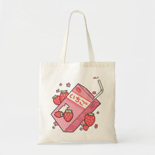 Tote Bag Boîte japonaise à jus de fraise de Kawaii