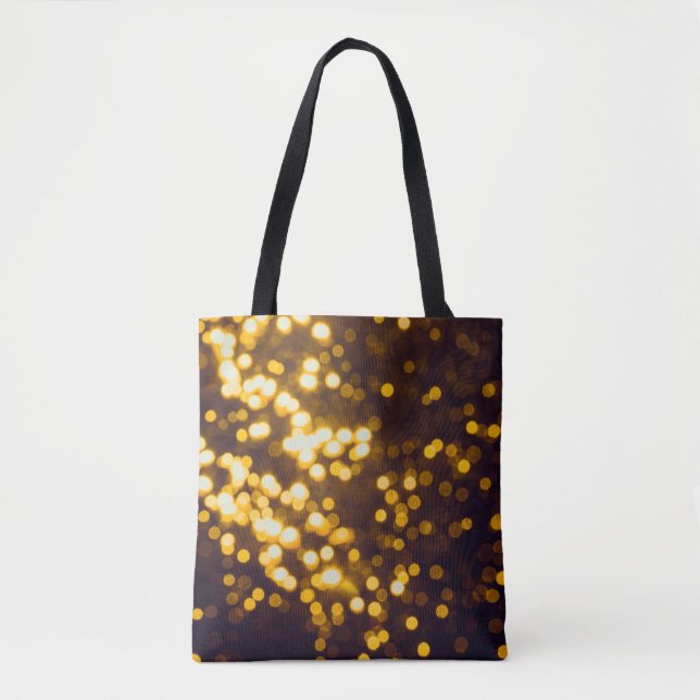 Tote Bag Bokeh or Abstrait avec arrière - plan noir (Devant)