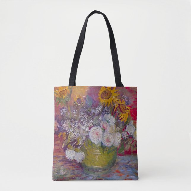 Tote Bag Bol avec tournesols et roses de Vincent van Gogh (Devant)